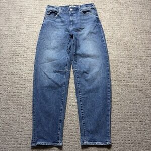 PAIGE Alexis Barrel  Horseshoe Jeans 28 Blue High Rise Tapered Denim Minimalist